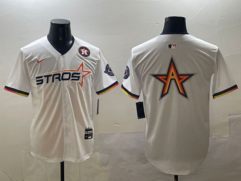 Men Houston Astros Blank White Three generations Joint Name 2025 Nike MLB Jersey style 7->houston astros->MLB Jersey